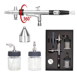 Gocheer Airbrush Kit with Compressor Dual Action Mini Air Brush Kit Airbrush  Gun Set for Painting with 0.2/0.3/0.5mm Needles for Arts Nails Decor Cake  Decor Makeup Model Coloring