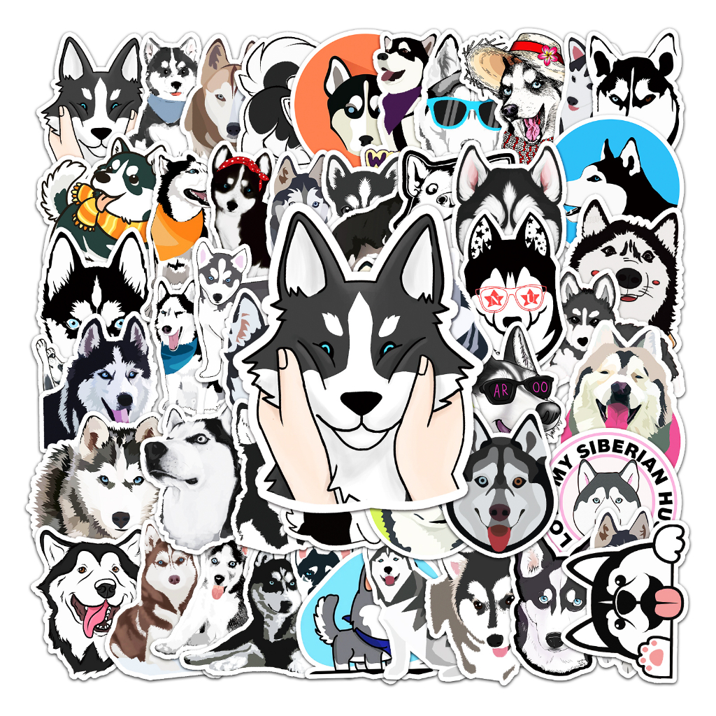 50 Piece Funny Husky DIY Creative Motor Stickers Car Stickers Helmater ...
