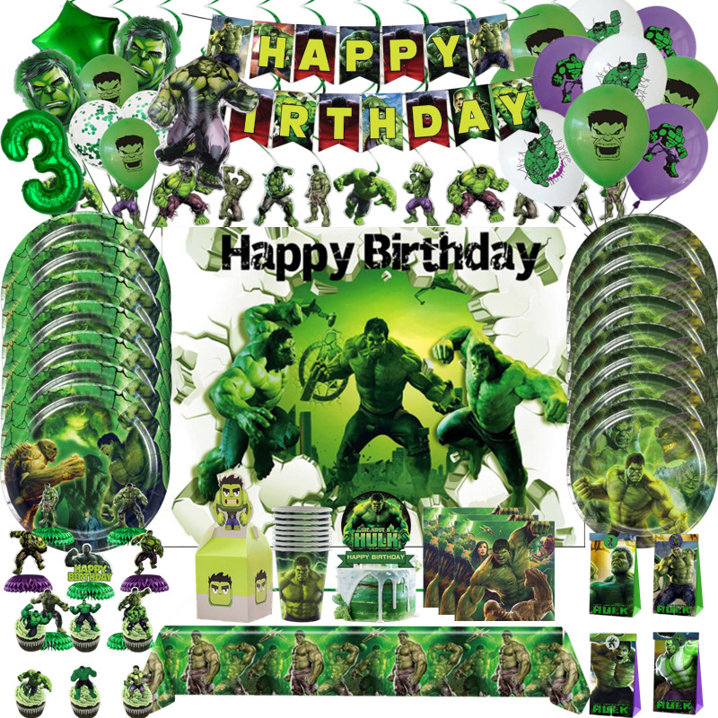 Avengers Hulk Tableware Sets Decoration Balloon Backdrop Super Hero