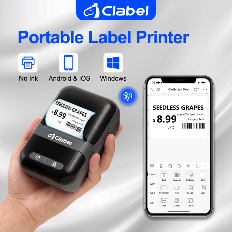 CLABEL 220B Black Label Printer Bluetooth Portable Price Tag Label