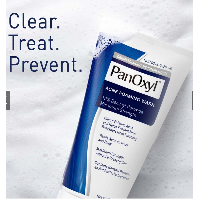 (156g)PanOxyl Acne Foaming Wash Benzoyl Peroxide 10 Maximum Strength