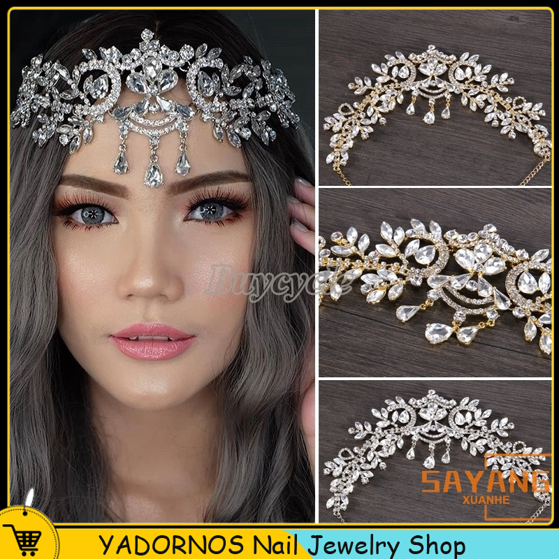 YADORNOS Bride Tiara Head Chain Hair Jewelry Frontlet Wedding Hair