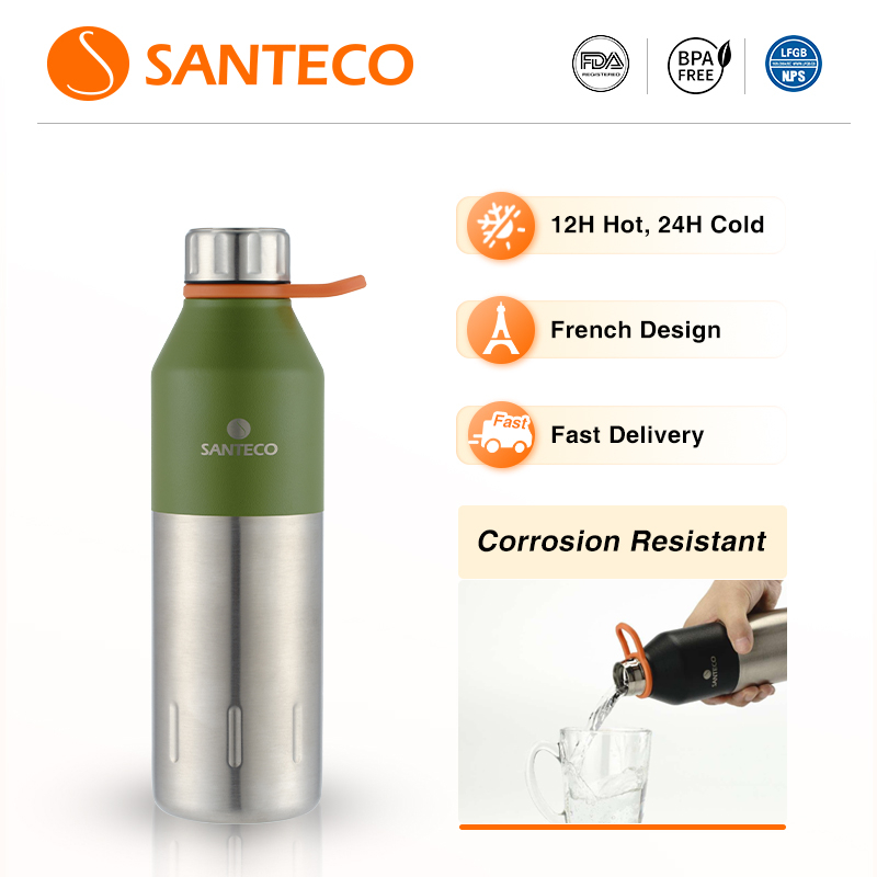 Insulated Water Bottles 17 oz, Santeco Stainless Steel Bottle with