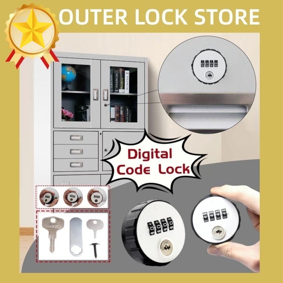 4-digit combination lock With Key/Password Security Lock / Cabinet Lock ...