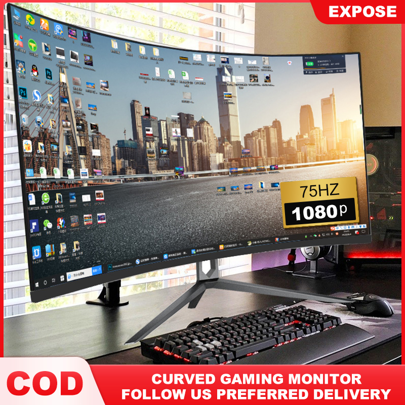 Expose Curved Monitor Gaming 24 Inch Monitor Pc With Speaker 75hz 1080p