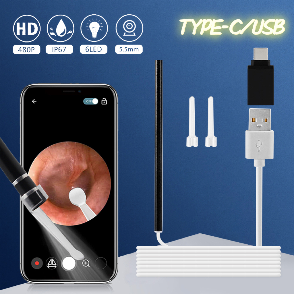 USB/TYPEC Ear Cleaner with Light Camera, Ear Pick Intelligent Cleaner