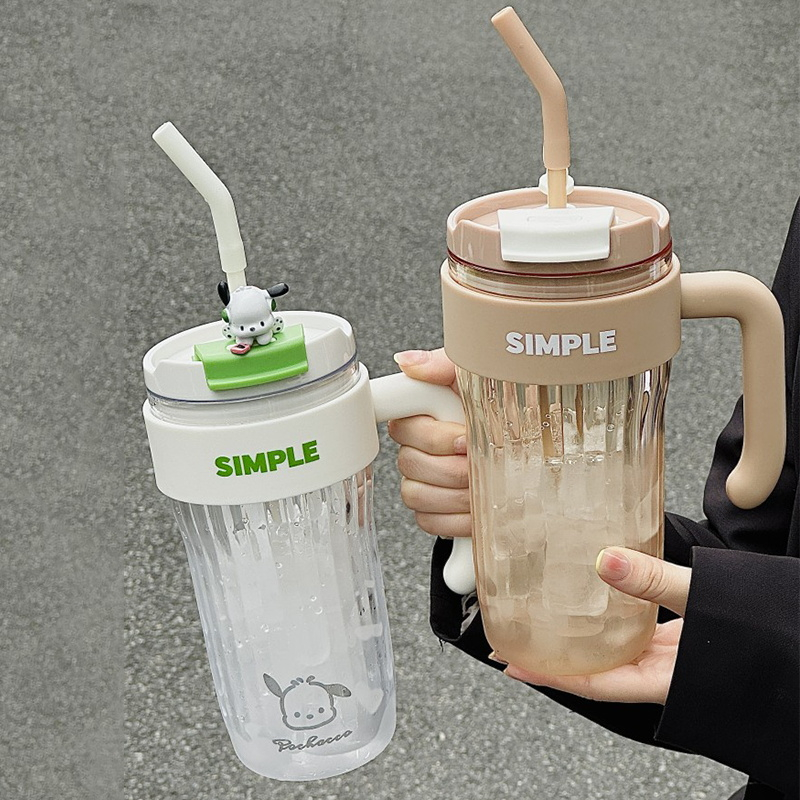 920ml New Coffee Cup Water Bottle With Straw Plastic Handle Coffee Mug