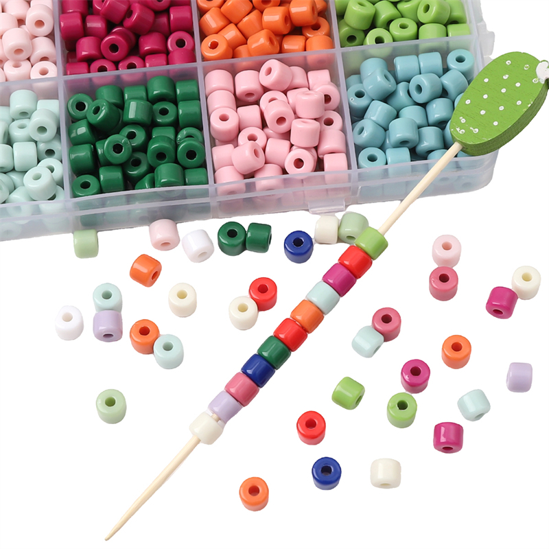 [6X5mm] Solid Color Barrel Beads Cylindrical Acrylic Beads Bracelet ...