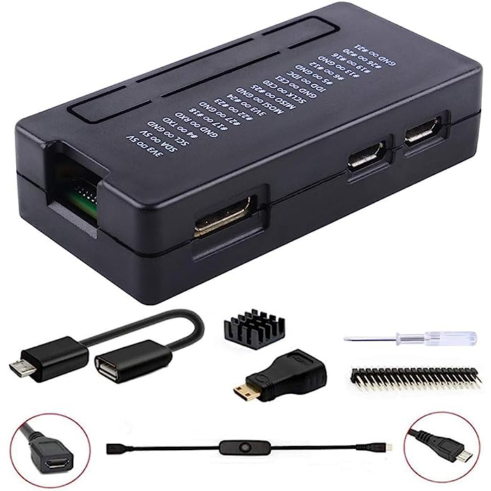 52Pi Raspberry Pi Zero 2 W Case/Zero W Case, 7 in 1 Basic Starter Kit ...