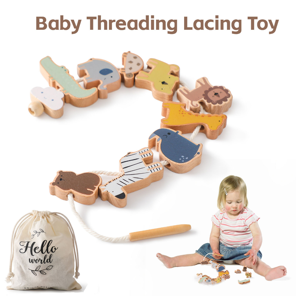 Mamimamihome Montessori Toys Animal Shaped Beading Threading Lacing Toy ...