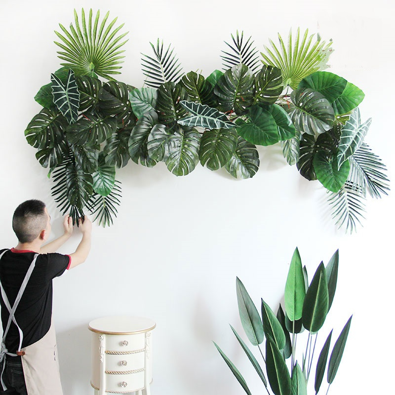 Mori series green leaves monstera wall hanging artificial plants