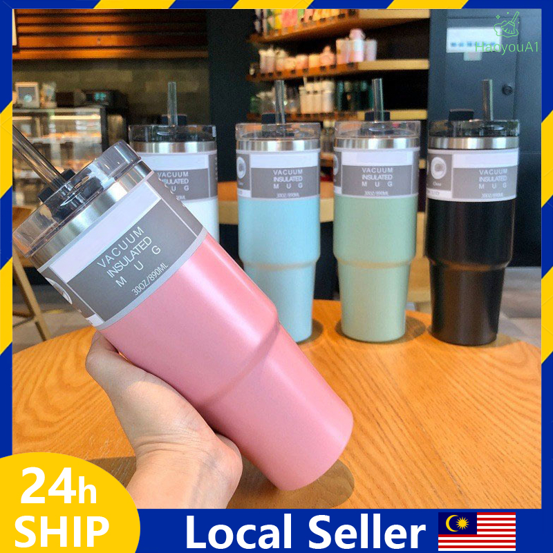 Tyeso Full Set 304 Stainless Steel Thermos Large Tumbler Korean Macaron