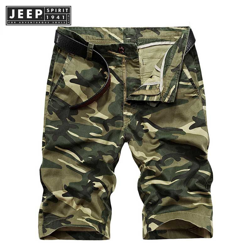 JEEP SPIRIT 1941 ESTD Men's Shorts Oversized Cotton Loose Camouflage ...