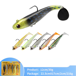 TRUSCEND Pre-Rigged Jig Head Soft Fishing Lures, Paddle Tail