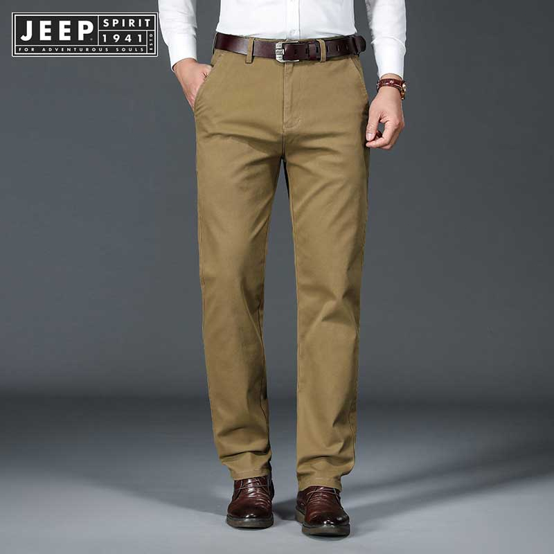 JEEP SPIRIT 1941 ESTD Men's Pants Cotton Overalls Thicker Solid Color ...