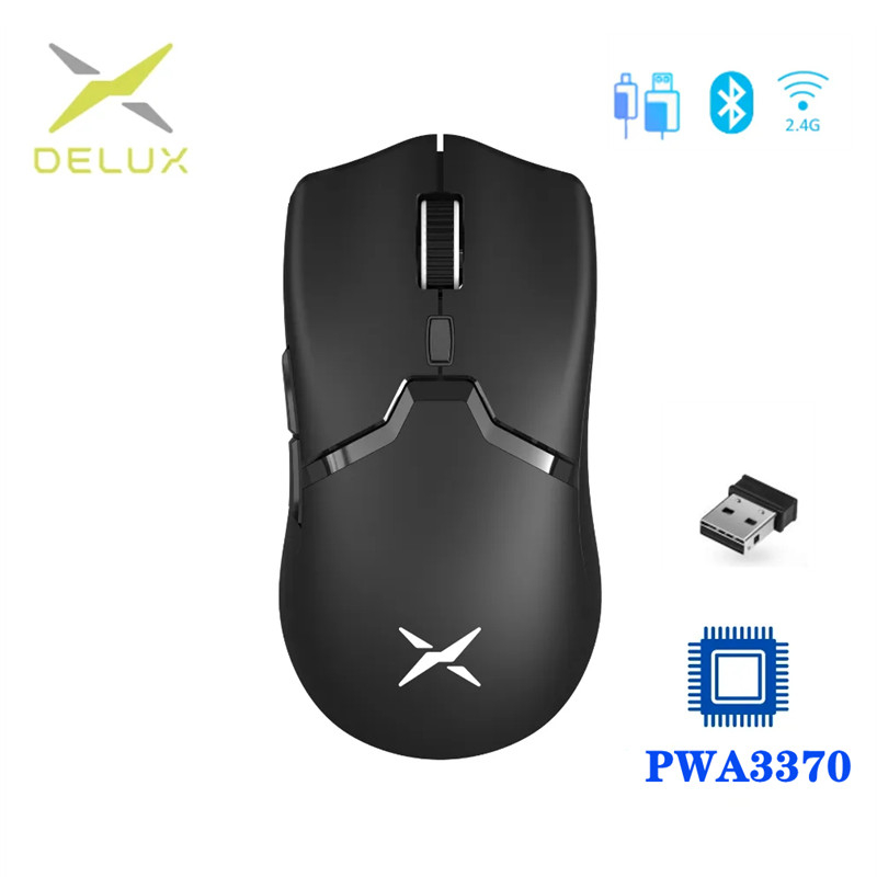 Delux M800 PRO PAW3370 White Wireless Gaming Mouse Wired Programmable ...