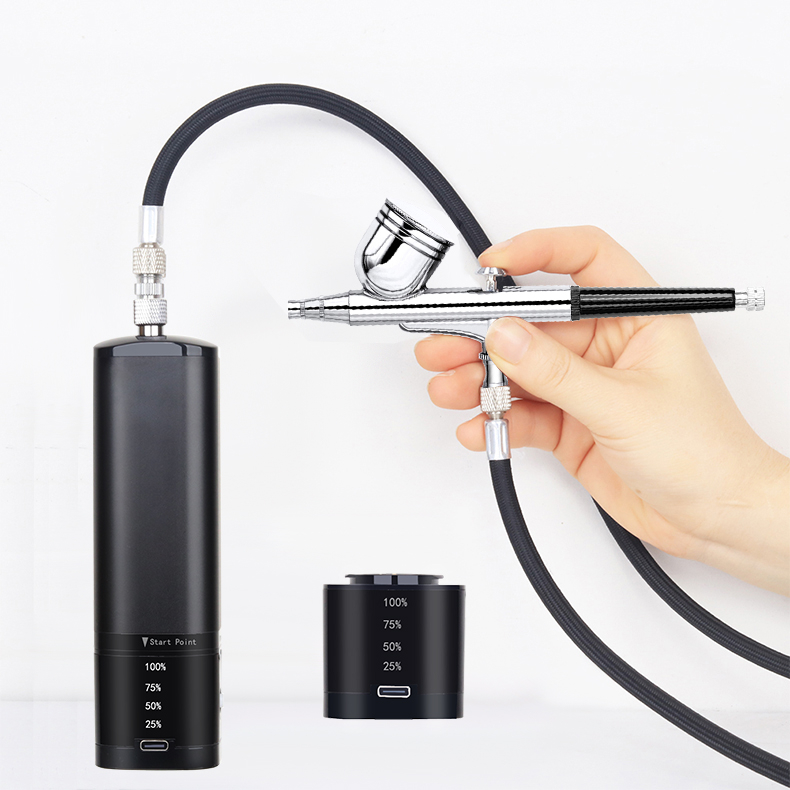 Cordless Airbrush Kit With Holder & Replaceable Battery – Portable Rechargeable Mini Air Compressor For Nails, Cake, Models, Barber, Tattoos