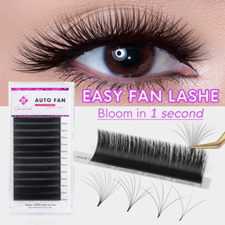 Genielash 0.07 1 sec easy fan eyelash extensions self-fanning eyelash Fast  blooming Auto Fan lash extensions