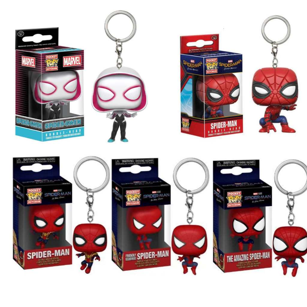 Funko Pop! Spider-Man Gwen Stacy Peter Parker Miles Morales Keychain ...