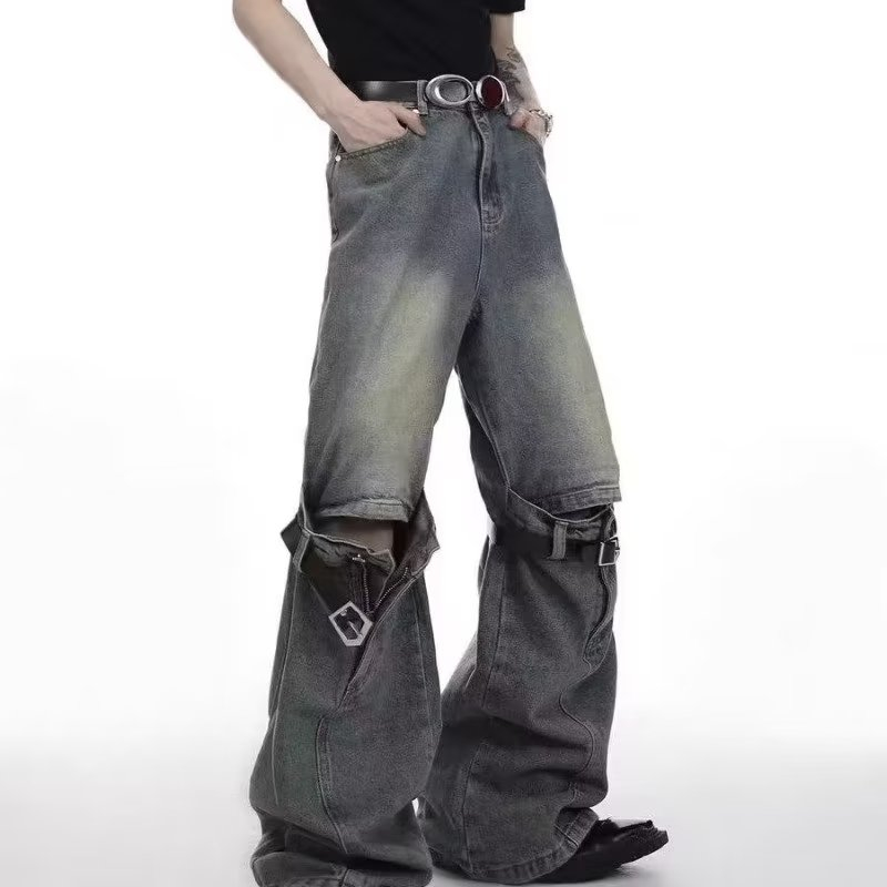 Retro Distressed High Waist Three-Dimensional Stitching Jeans Men S-3XL ...