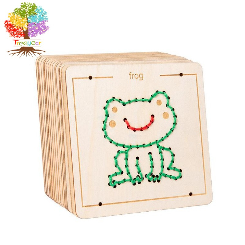 Montessori Toys DIY Material Threading Board Children Embroidery