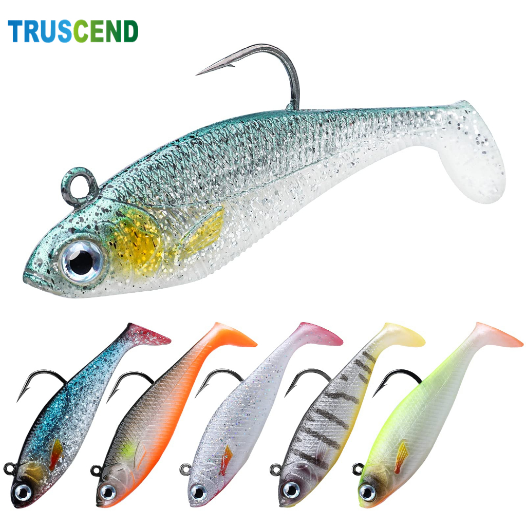TRUSCEND Soft Fishing Lures Special 3D Paddle Tail Sharp BKK Hook