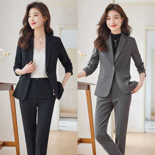 Office Temperament Ladies Women's Pants Suit Business Black