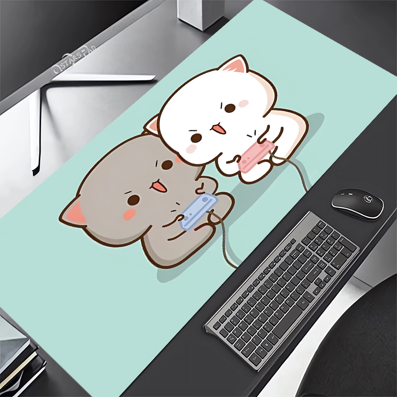 Peach Mochi Cat Mouse Pad Pink Large Pc Accessories Gaming Mousepad 900x400 Green Gamer Deskmat