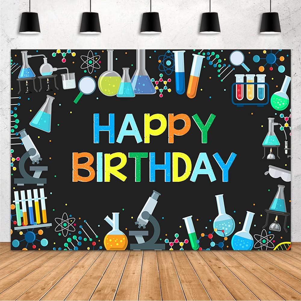 7x5ft Chemical Science Birthday Photography Backdrop Mad Science Happy