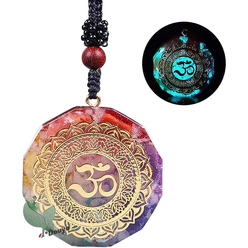 新款Orgonite Pendant Om Symbol Luminous Necklace Chakra Healing Energy ...