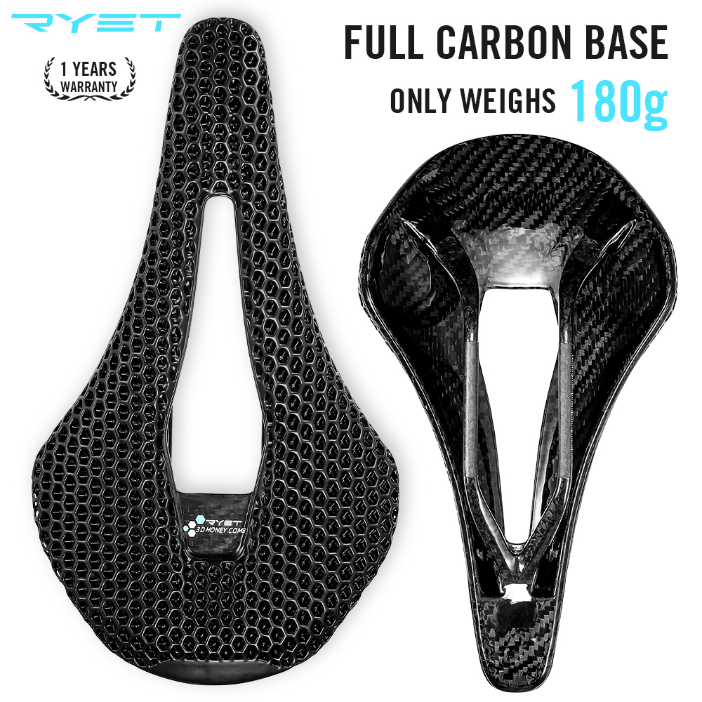 RYET Ultralight Full Carbon 3D Printed Saddle 180g Bicycle Seat Road ...