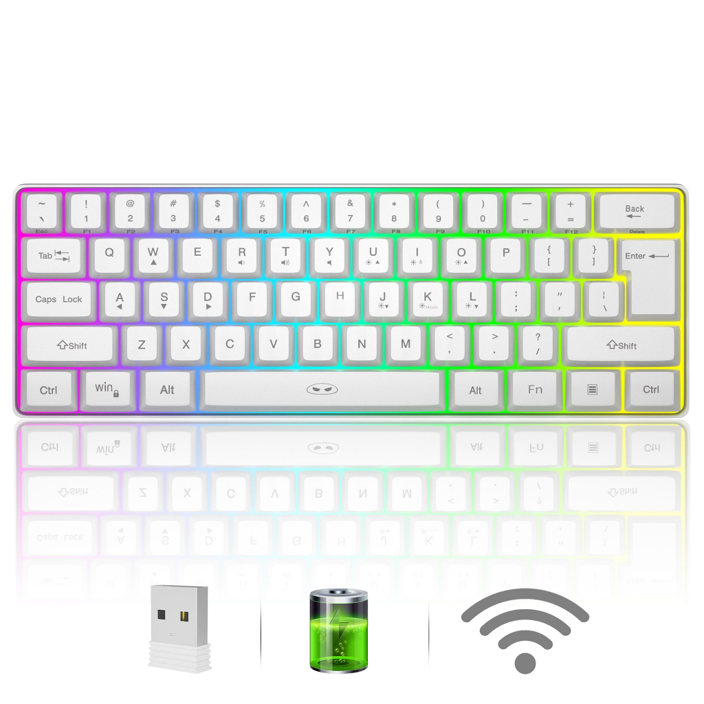 MageGee TS92 60 Wireless Keyboard 61 Keys Rechargeable RGB Backlight