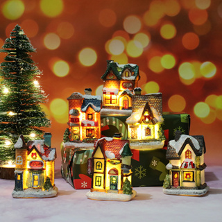 Christmas Village House Decoration Creative Resin Ornament Christmas  Village Collection Indoor Room Decor,Perfect Christmas Gifts 