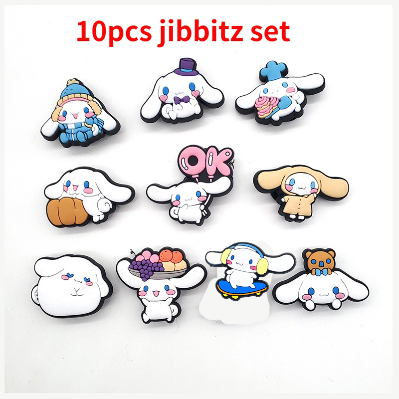 Sanrio Anime jbt Set for 10pcs Cartoon Cinnamon Roll Shoe Charms Pin