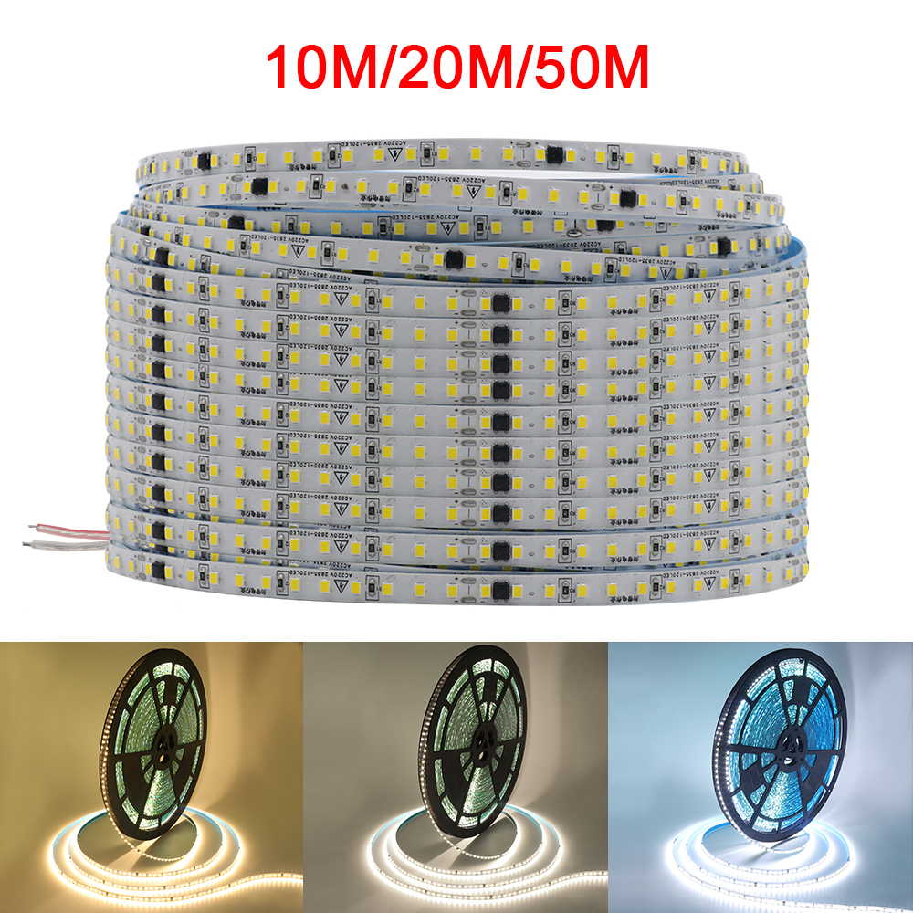 Super Bright 220V LED Strip 2835 120LEDs/m 10m 20m 50m Flexible Home ...