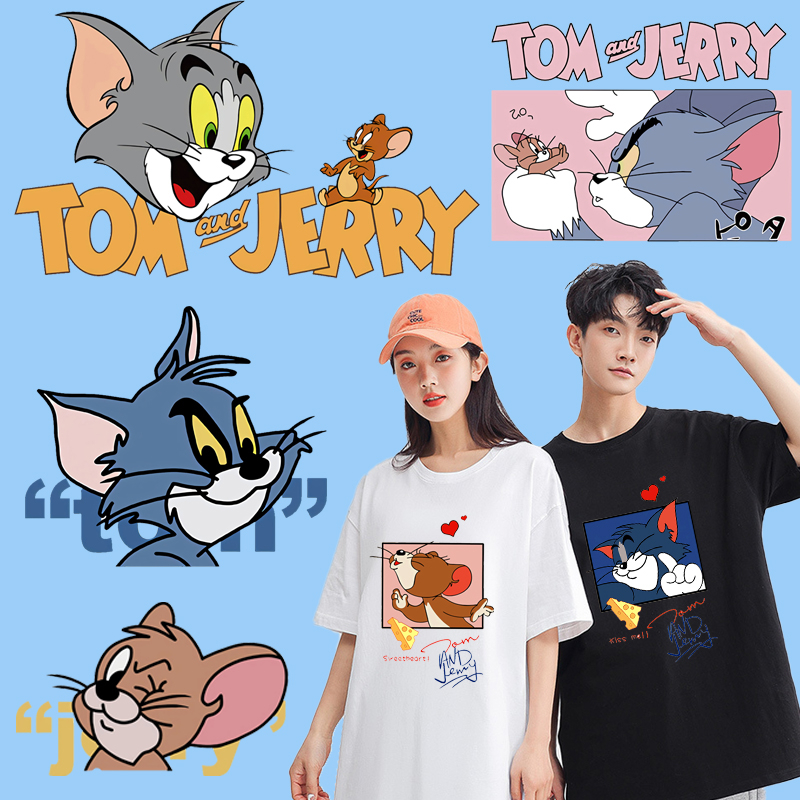 Tom and Jerry Heat Transfer Stickers Cartoon Mouse Cat Pattern Clothes ...