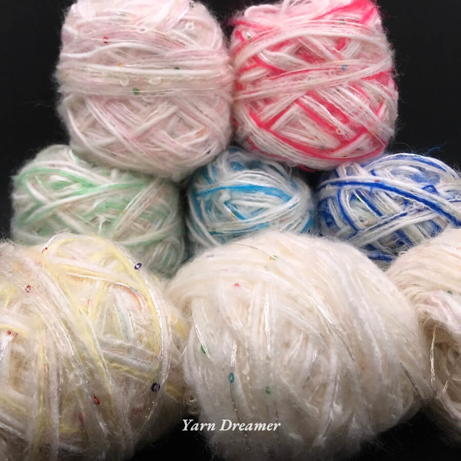 Benang kait Mohair Yarn with Sequins Roving Wool Yarn Hand Knitting ...
