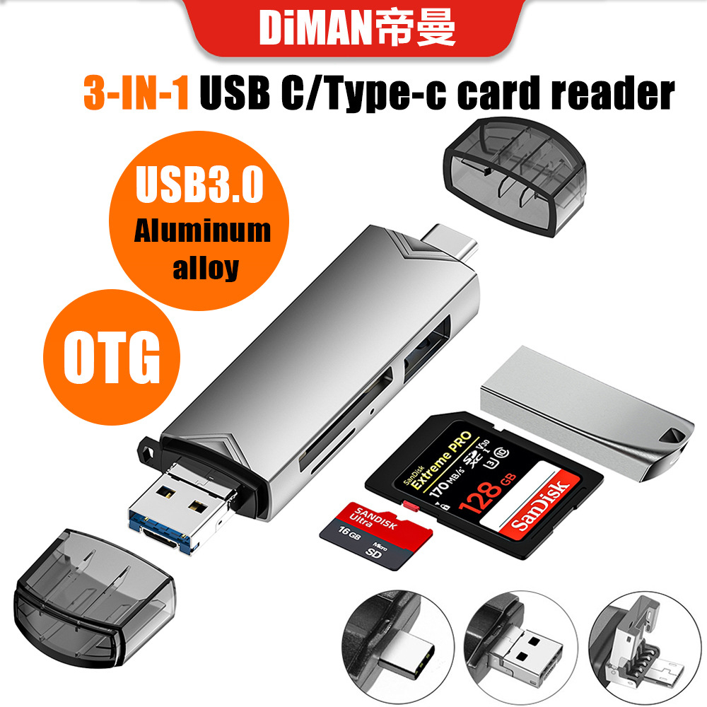 6 in1 OTG Card Reader USB 3.0 To Type C Micro USB Adapter Flash Drive ...