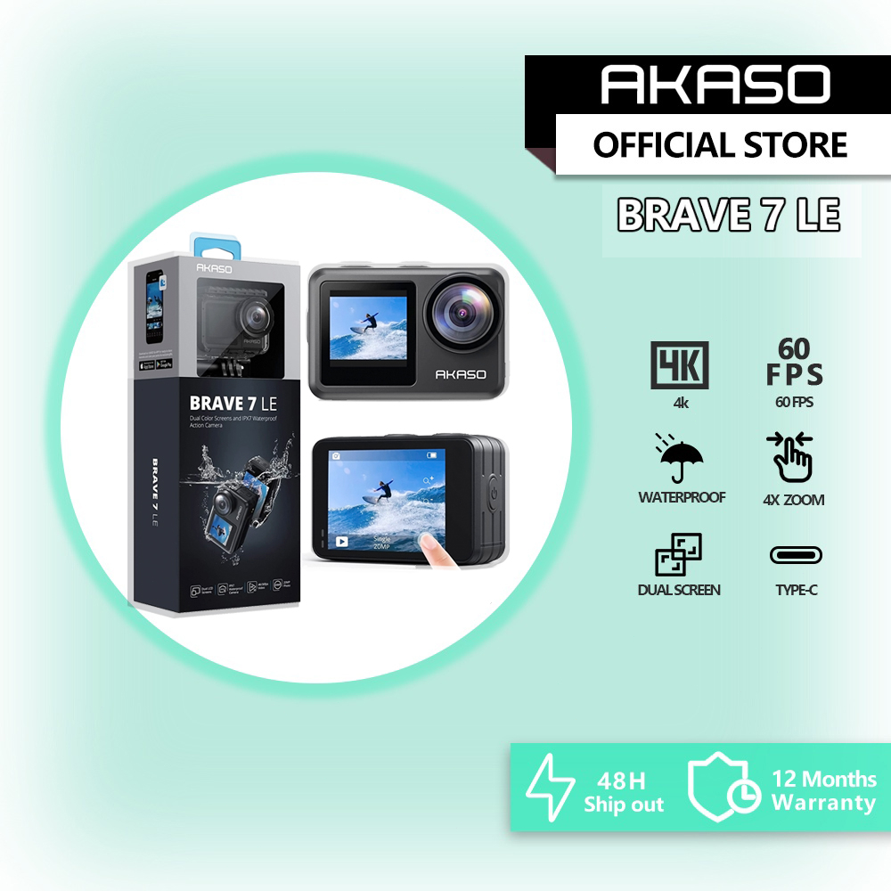 Buy AKASO Brave 7 LE 4K Waterproof Dual Screens Sport Action Camera