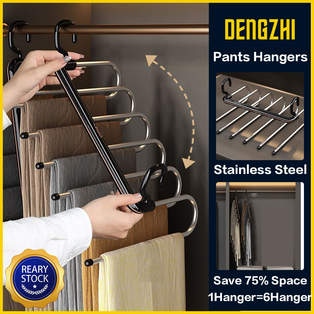 【Ready Stock】Stainless Steel Pants Hanger Folding Clothes Rack Space ...