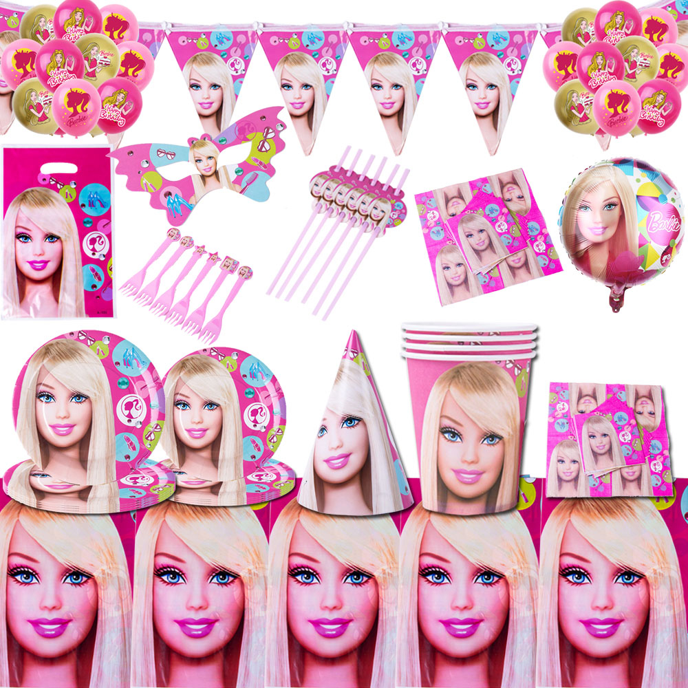 Barbie Doll Themed Girl Birthday Decoration Paper Plate Tablecloth Gift