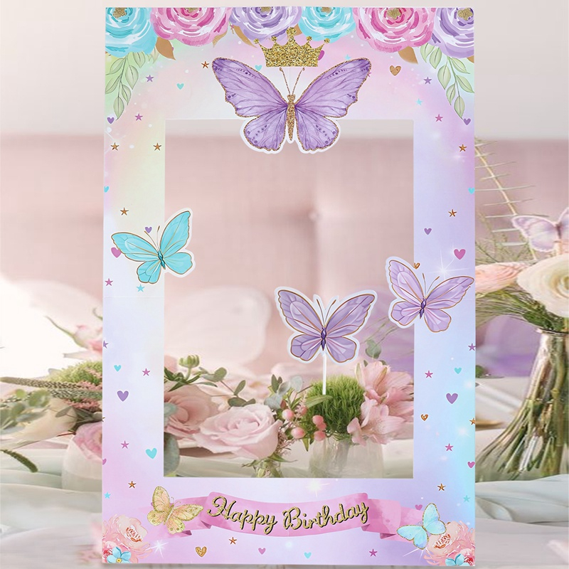 Purple Butterfly Frame Photo Prop Birthday Butterfly Decor For Kids ...