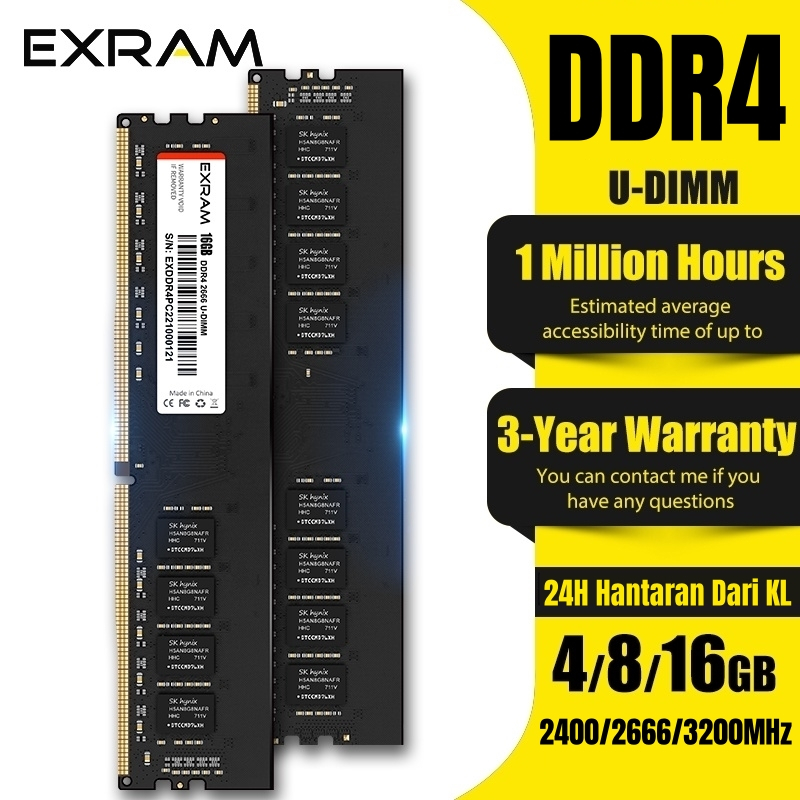 [Local 24H] EXRAM DDR4 RAM Desktop 4GB 8GB 16GB 2400/2666/3200MHz U ...