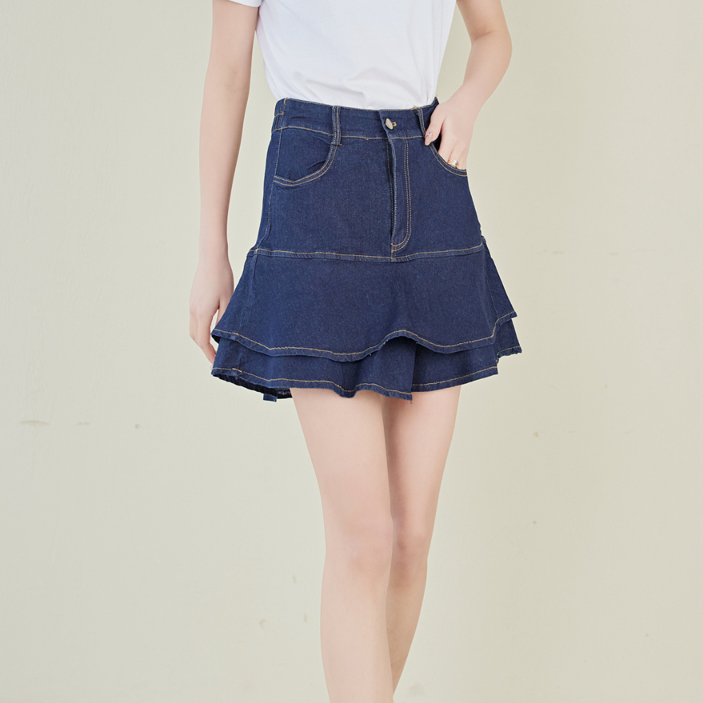 Eyouth 20133 Denim Skirt hight waist casual mini jean skirts Shopee