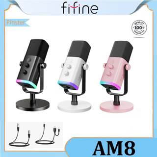 FIFINE USB/XLR Dynamic Microphone with Touch Mute Button,Headphone jack,I/O  Controls,for PC