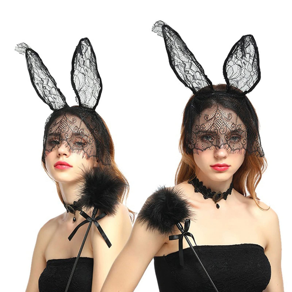 Sexy Bunny Ears Lace Mask Veil Tiara Headband For Club Masquerade Party Halloween And Christmas 1419