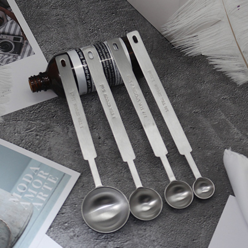 Stainless Steel Coffee Bean Spoon Measuring Spoon Metal Round Head Long ...