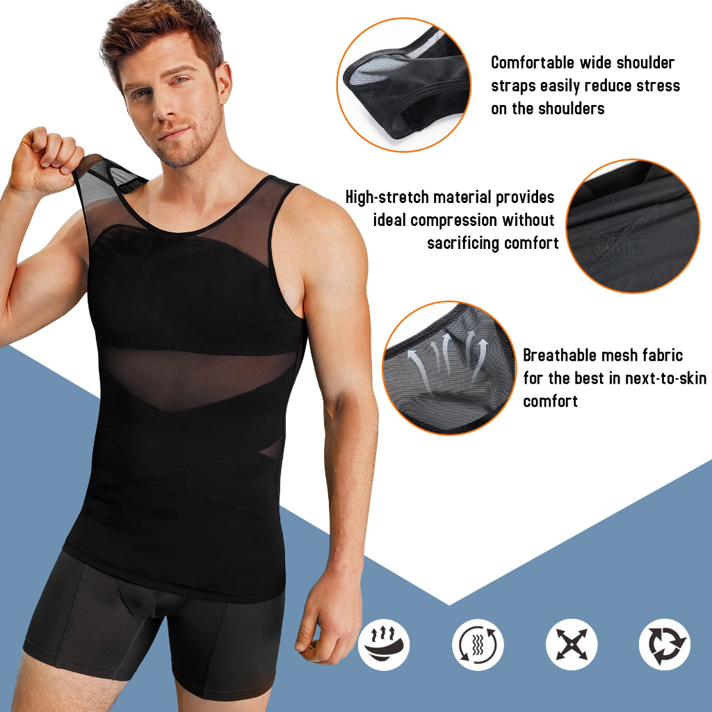 Buy Men Body Shaper Slimming Vest Tight Tank Top Compression