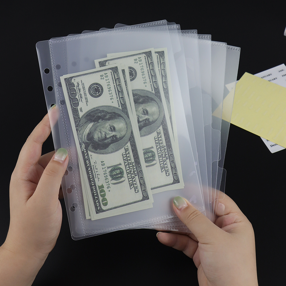 A6 Cash Envelopes 12-Pack - Frosted PP Budget Binder Pockets With Side Opening