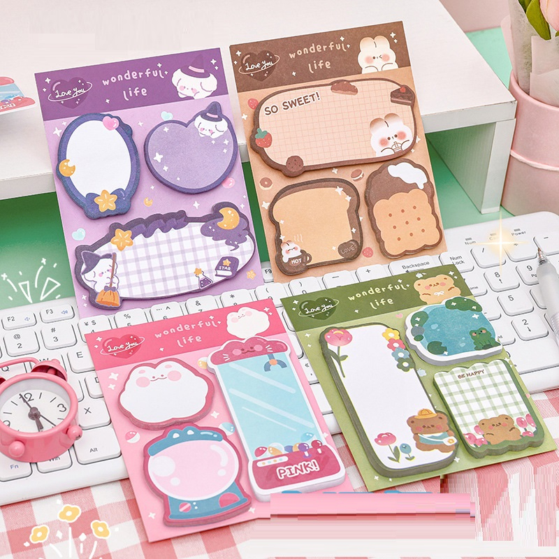 60PCS/Bag Cute Animal Sticky Notes Kawaii Memo Note Pads Cartoon ...